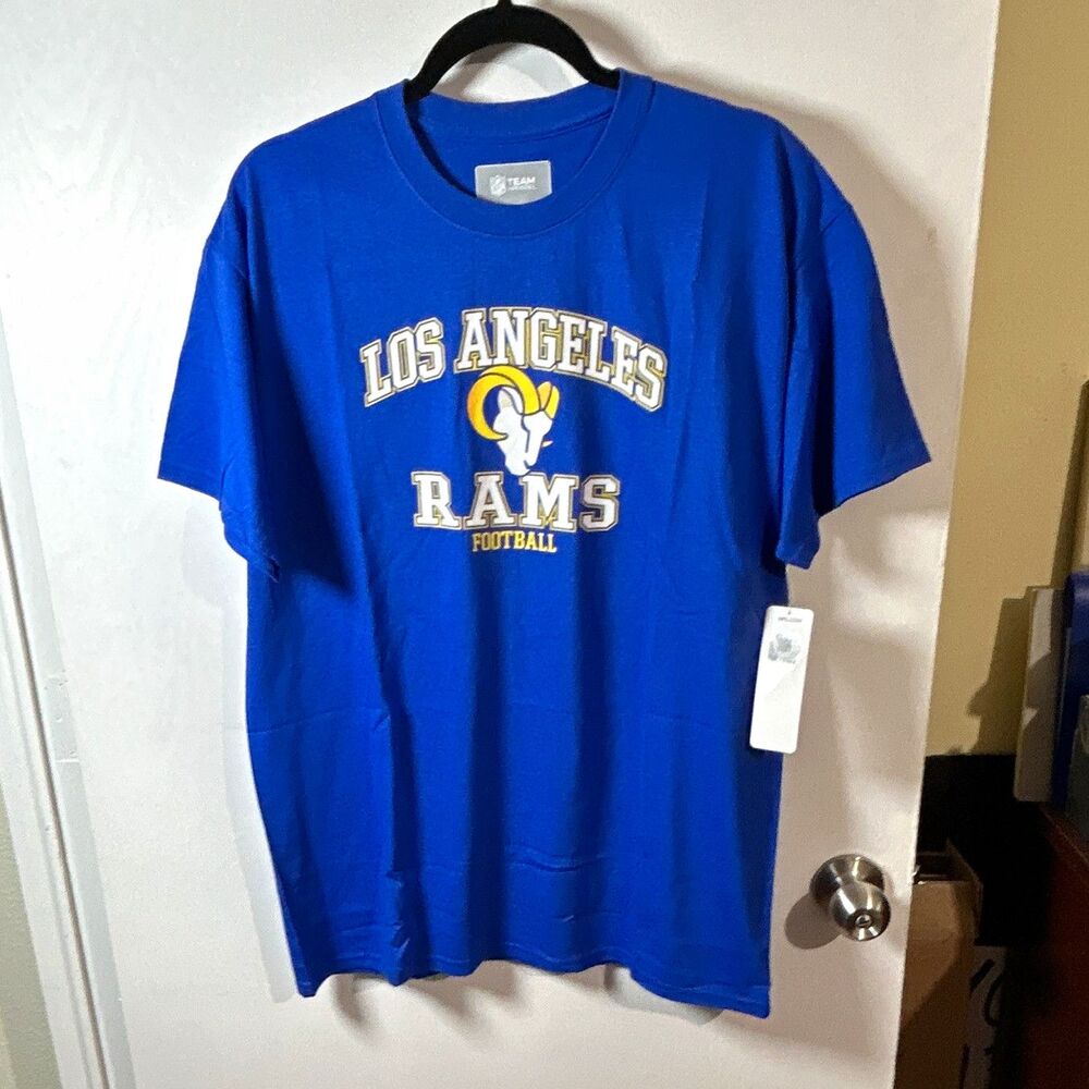 NFL Team Apparel Los Angeles Rams Officially Licensed Blue Football Tee Size L